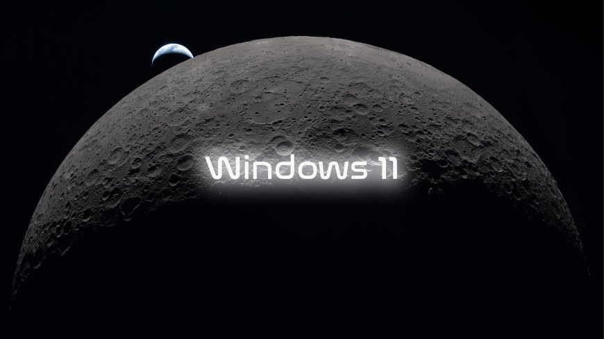 月球表面与地球同框Windows11官方风景电脑壁纸