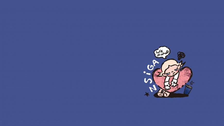 Zsiga嘎子姐抱心形粉色插画可爱卡通创意电脑壁纸