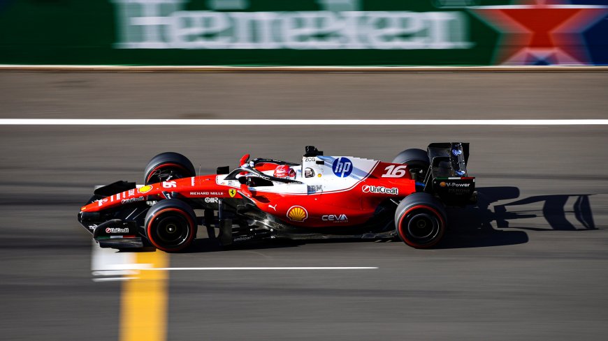 法拉利F1赛车16号勒克莱尔赛道疾驰体育电脑壁纸