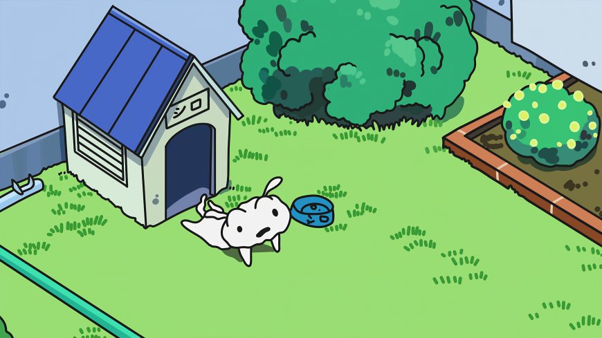 蜡笔小新小白狗屋前打滚可爱萌系动漫电脑壁纸