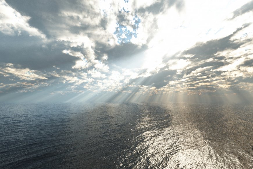 海洋日落云层光束照射海面壮丽自然风光风景电脑壁纸