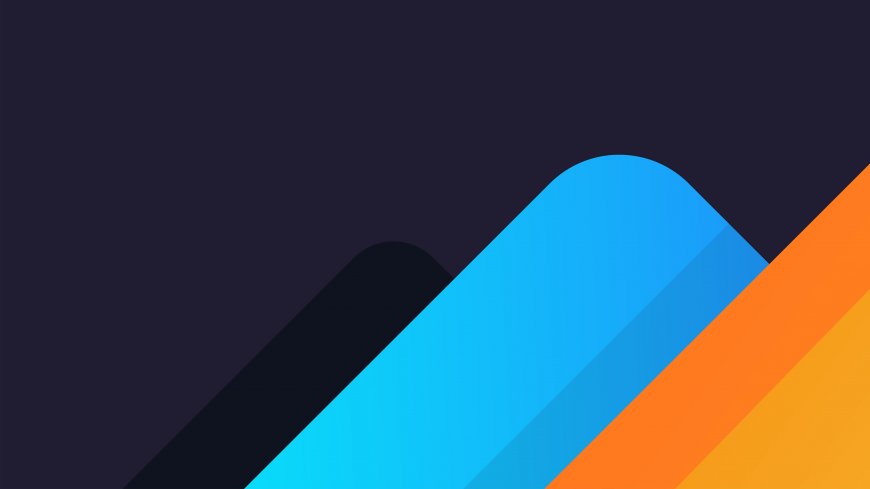 蓝橙撞色几何曲线极简设计创意电脑壁纸