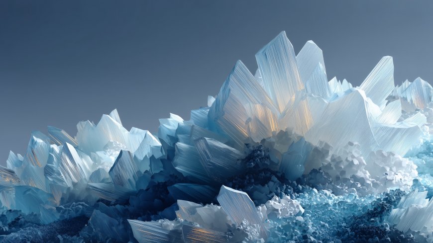 蓝色水晶簇晶莹剔透梦幻光影创意电脑壁纸
