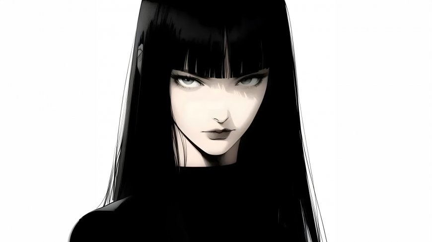 伊藤润二富江黑白漫画风冷艳凝视恐怖动漫电脑壁纸