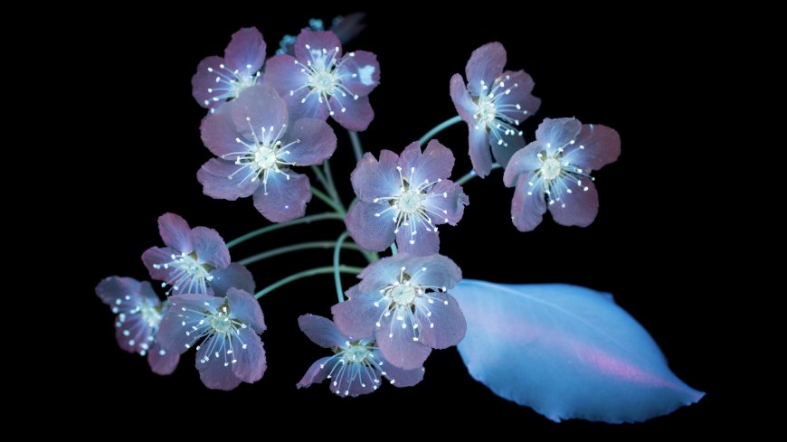 紫外线荧光花朵特写奇幻光影创意电脑壁纸