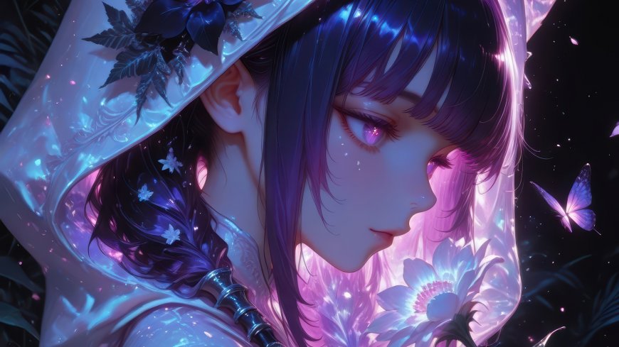 紫发少女侧颜光影细腻唯美二次元人物电脑壁纸