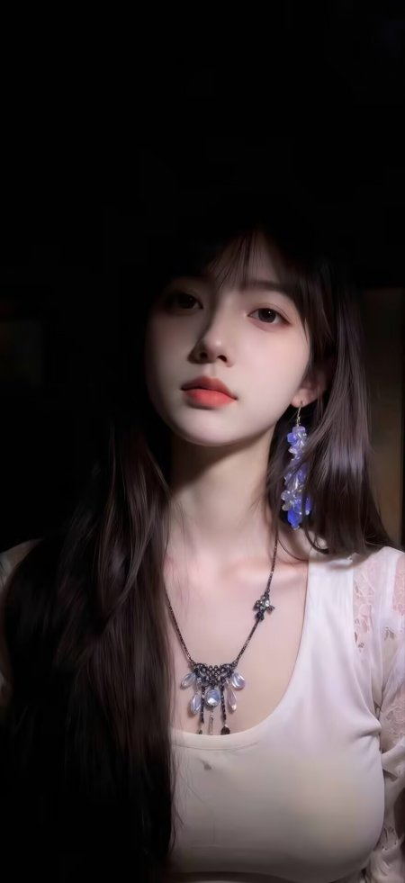 暗黑系美女佩戴紫色耳饰神秘氛围人物手机壁纸