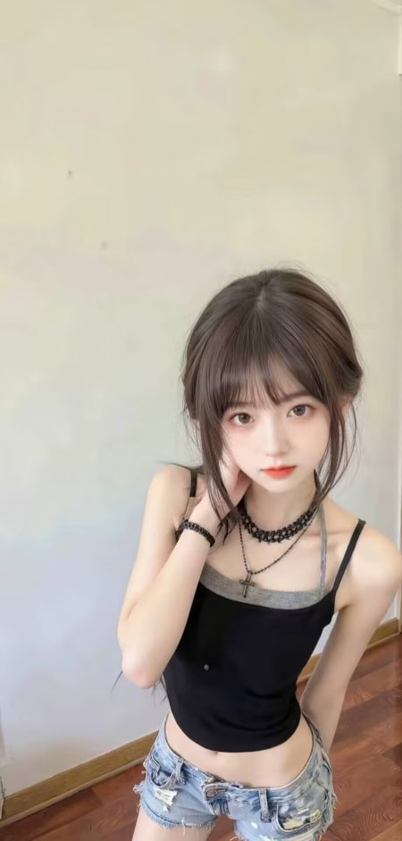 吊带背心女生室内时尚造型人物手机壁纸