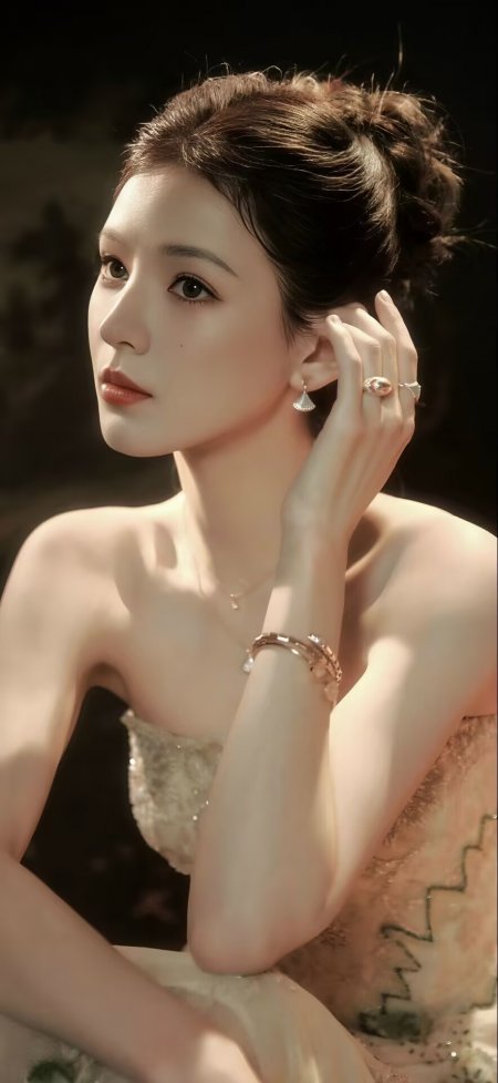 盘发美女礼服造型优雅写真人物手机壁纸