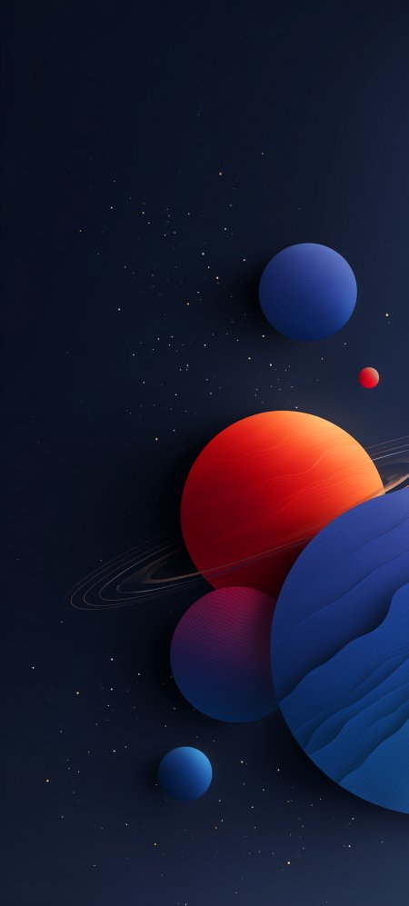多彩行星环带星空背景科幻创意手机壁纸