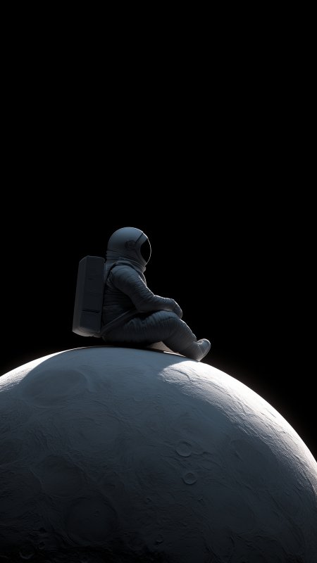 宇航员星球坐姿科幻场景创意手机壁纸