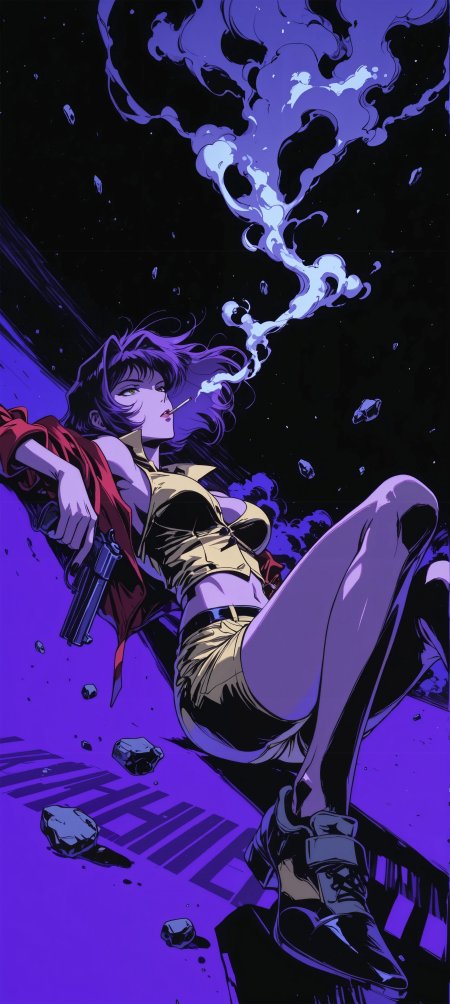 星际牛仔菲瓦伦坦持枪酷炫造型动漫手机壁纸