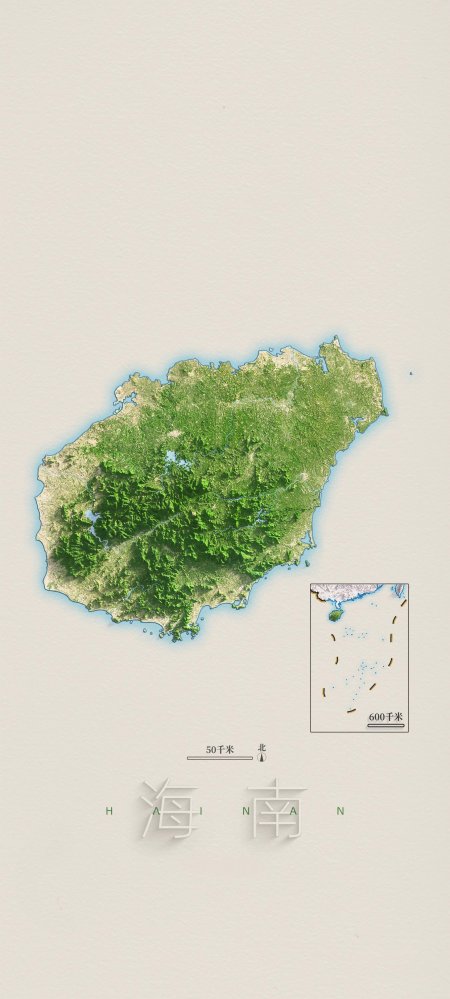 海南立体地形地貌地图地理风景手机壁纸
