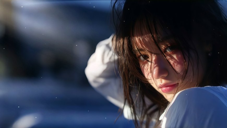 慵懒少女光影侧脸治愈氛围人物电脑壁纸