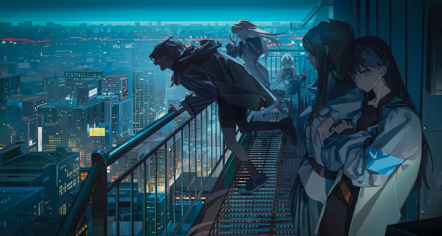 MyGO乐队天台夜景都市青春动漫电脑壁纸