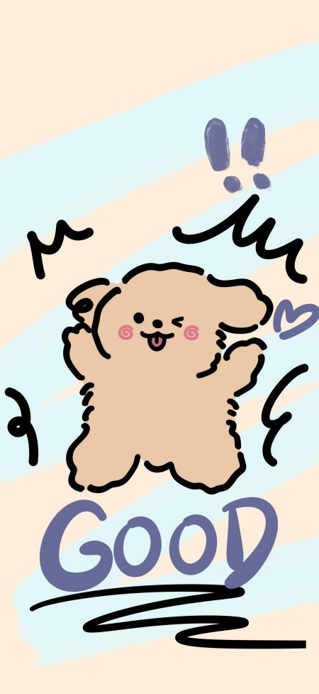 线条小狗GOOD可爱卡通动漫手机壁纸