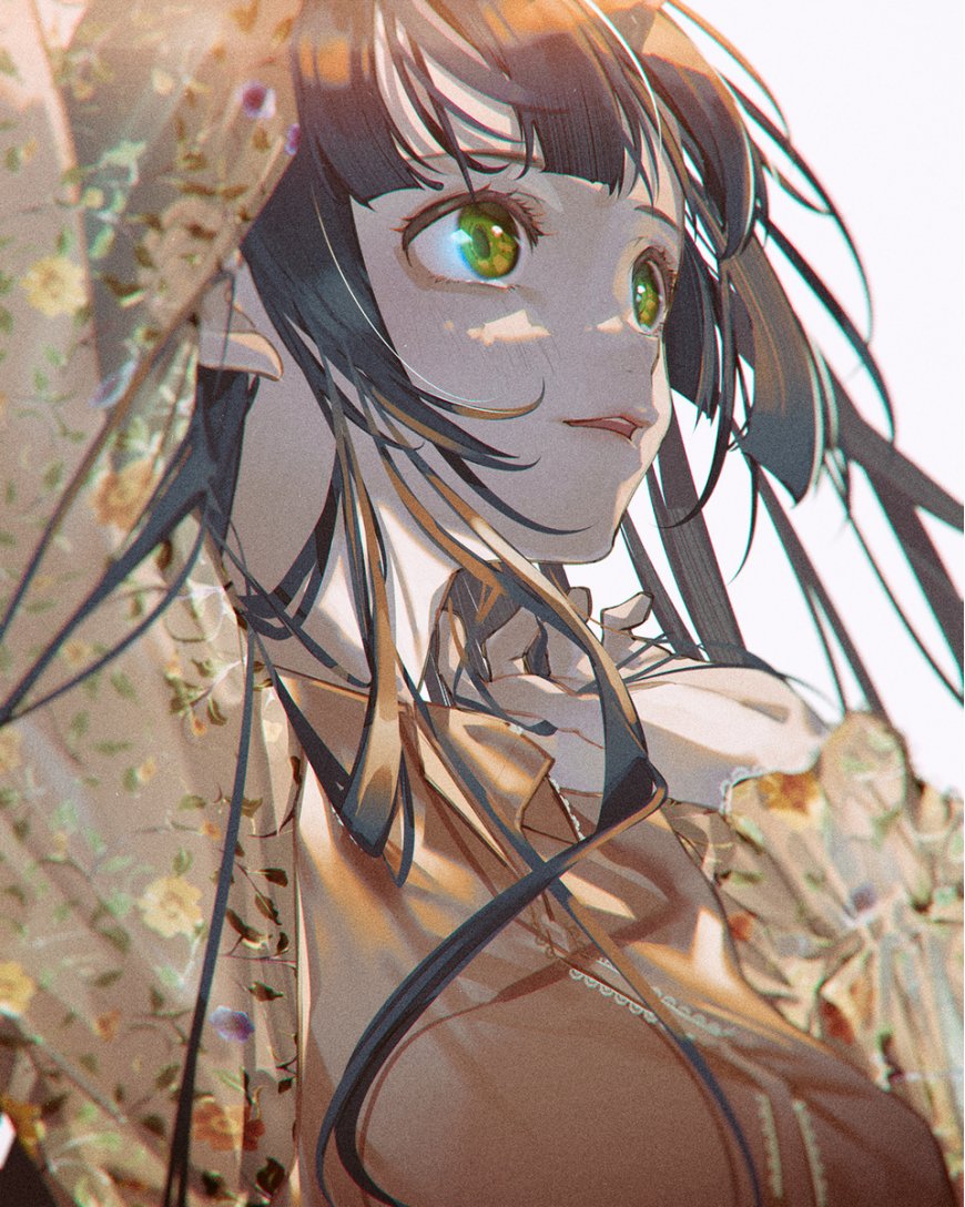 绿瞳少女花布头巾动漫手机壁纸