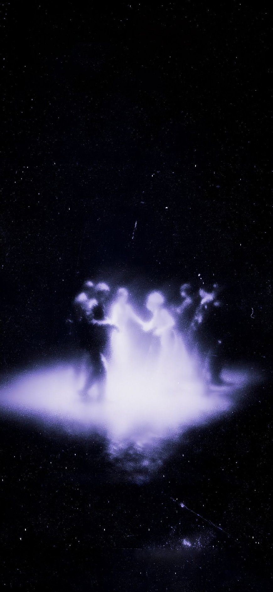 紫色星云中新人婚礼剪影浪漫星空手机壁纸