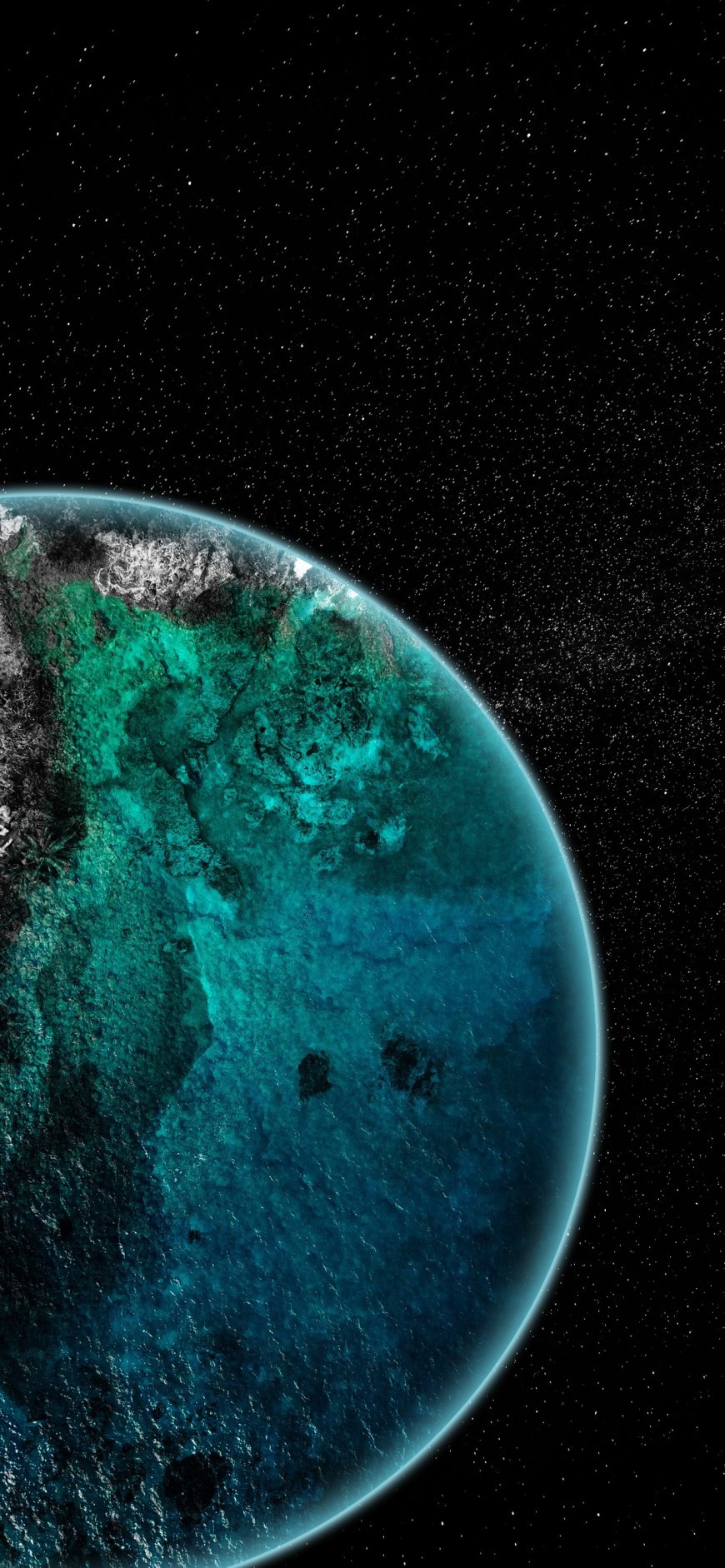 蓝绿色星球太空星际科幻创意手机壁纸