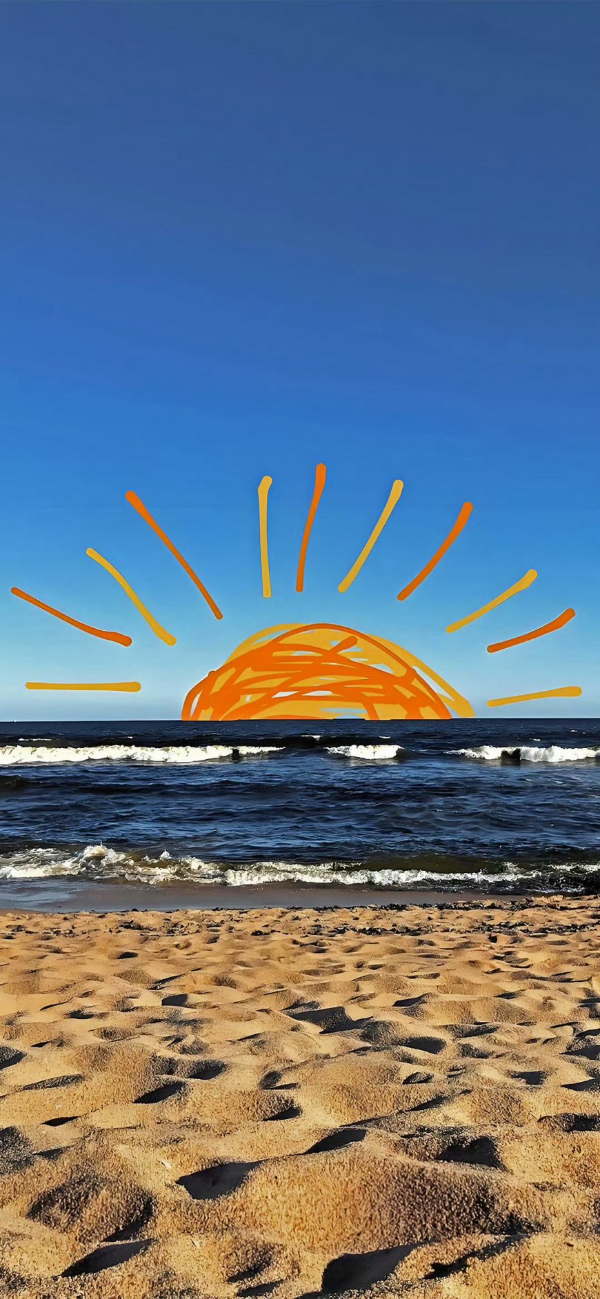海滩日落温暖海滨风景手机壁纸