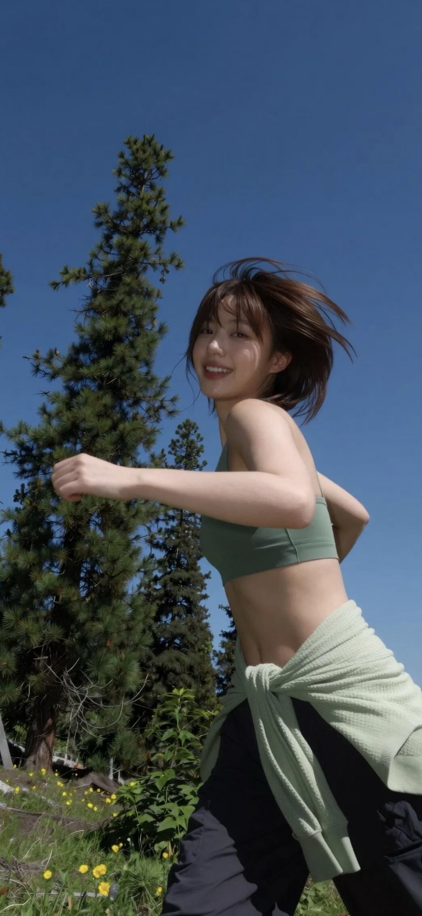 户外运动女生阳光活力人物手机壁纸