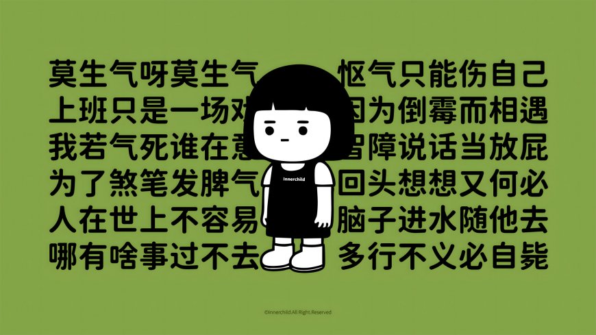 莫生气卡通女孩励志文字创意电脑壁纸