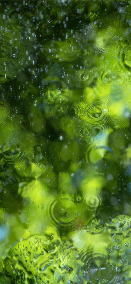 绿色水面雨滴涟漪波光粼粼自然手机壁纸