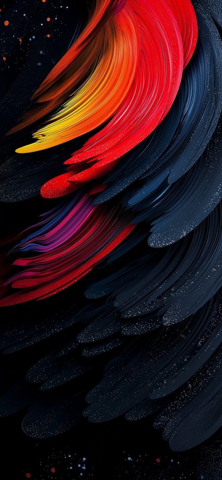 红橙黄蓝渐变羽毛星空抽象创意手机壁纸