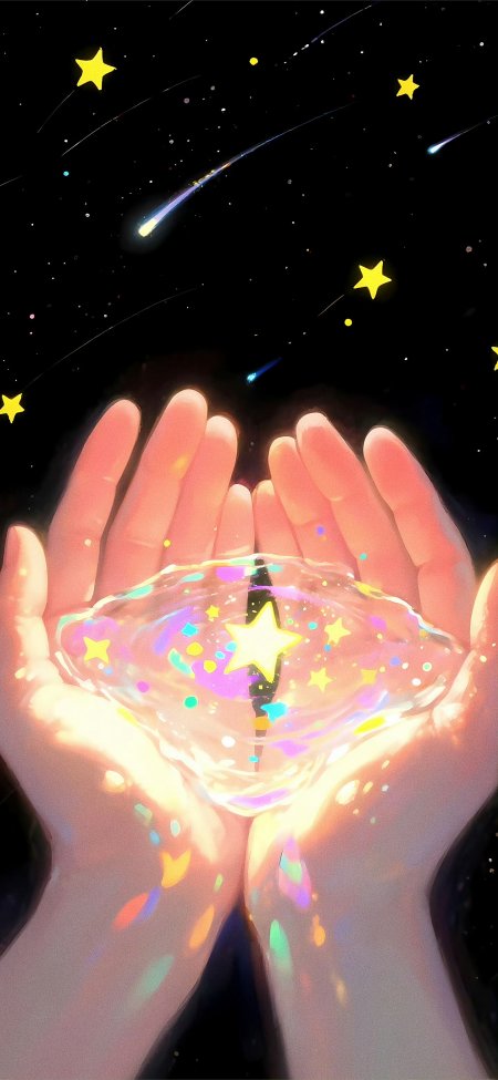 双手捧星梦幻星空创意手机壁纸