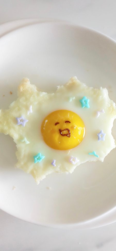 笑脸煎蛋星星装饰可爱美食手机壁纸