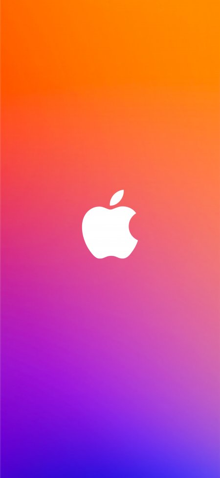 苹果logo橙紫渐变背景创意手机壁纸