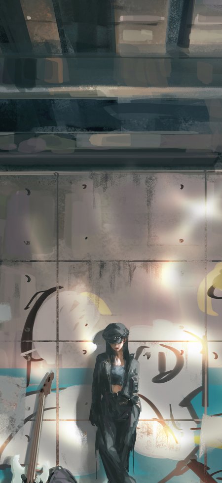 街头贝斯少女插画创意手机壁纸