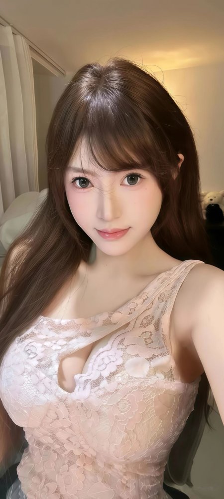 粉色蕾丝吊带美女室内温柔写真手机壁纸