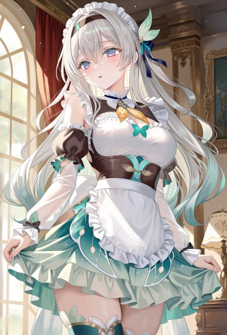 崩坏星穹铁道流萤女仆装白发蓝瞳动漫少女手机壁纸