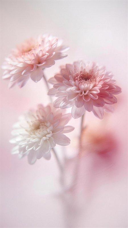 粉白渐变菊花柔美花卉风景手机壁纸