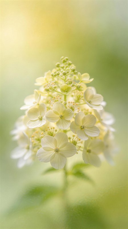 白色绣球花簇拥绿意盎然花卉风景手机壁纸