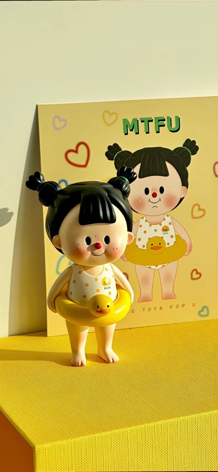 多多妹玩偶黄色泳圈可爱动漫手机壁纸