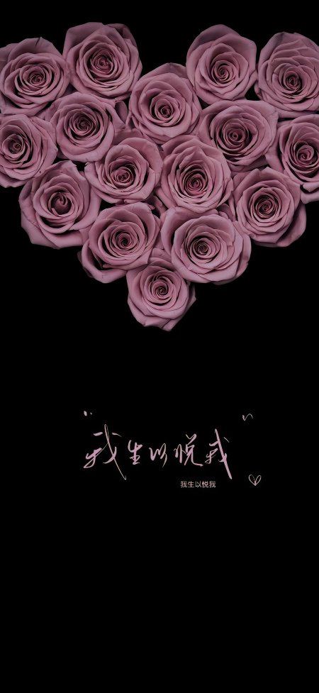 粉玫瑰心形花束我生以悦我文字浪漫创意手机壁纸
