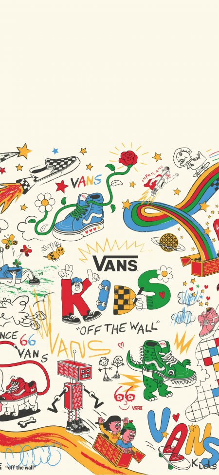 Vans品牌卡通涂鸦鞋子彩虹创意手机壁纸