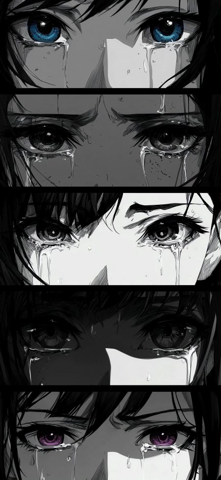 动漫少女哭泣眼睛特写分镜动漫手机壁纸