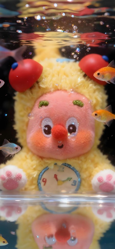 泡泡玛特星星人毛绒玩具金鱼环绕创意手机壁纸