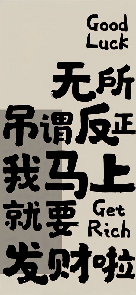 无所谓反正我马上就要发财啦书法字体创意手机壁纸