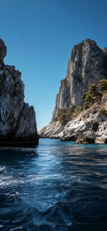 意大利海岸悬崖碧海蓝天自然风光风景手机壁纸
