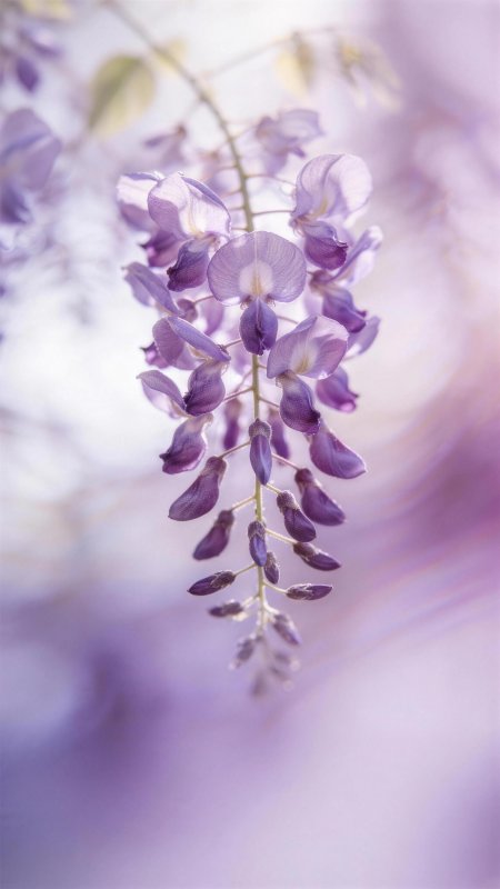 紫色紫藤花垂坠梦幻花卉风景手机壁纸