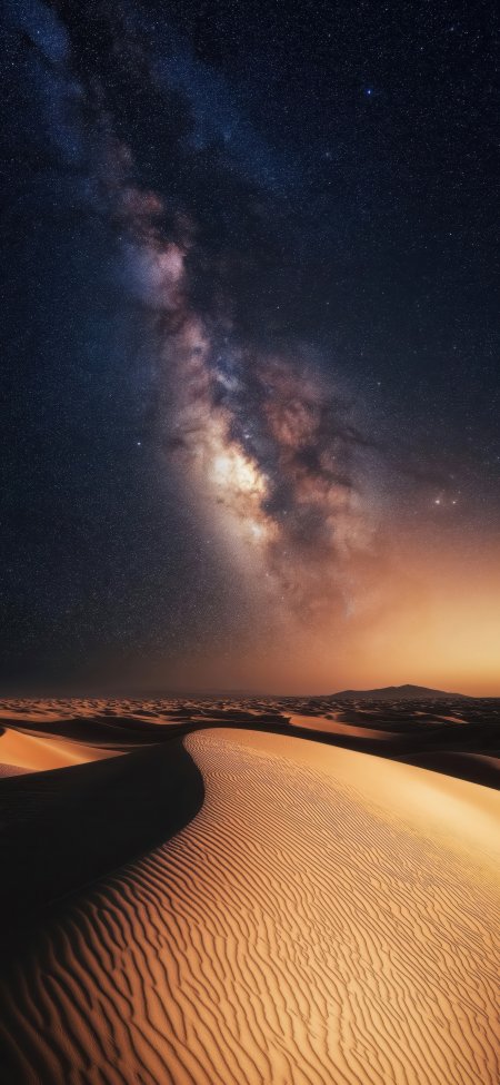 沙漠星空银河壮丽夜景自然风光手机壁纸
