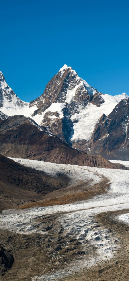 雪山冰川与蓝天壮阔自然风光风景手机壁纸