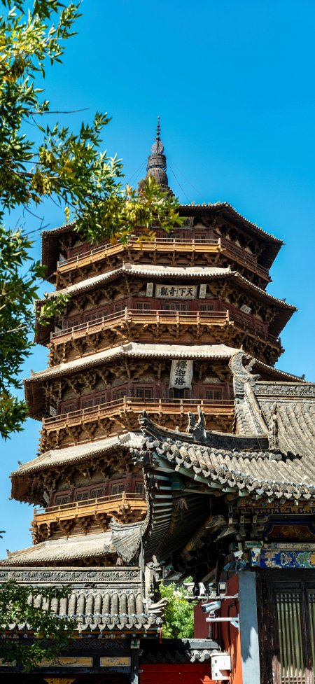 山西应县木塔佛宫寺释迦塔古建奇观建筑手机壁纸