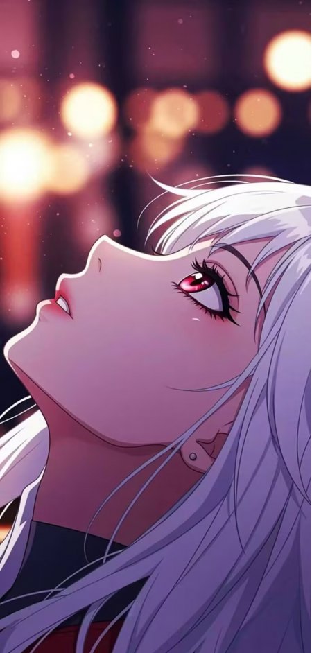 白发少女仰望星空红瞳梦幻动漫手机壁纸