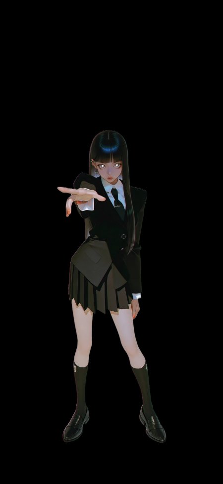 黑西装少女伸手向前冷艳气场动漫人物手机壁纸