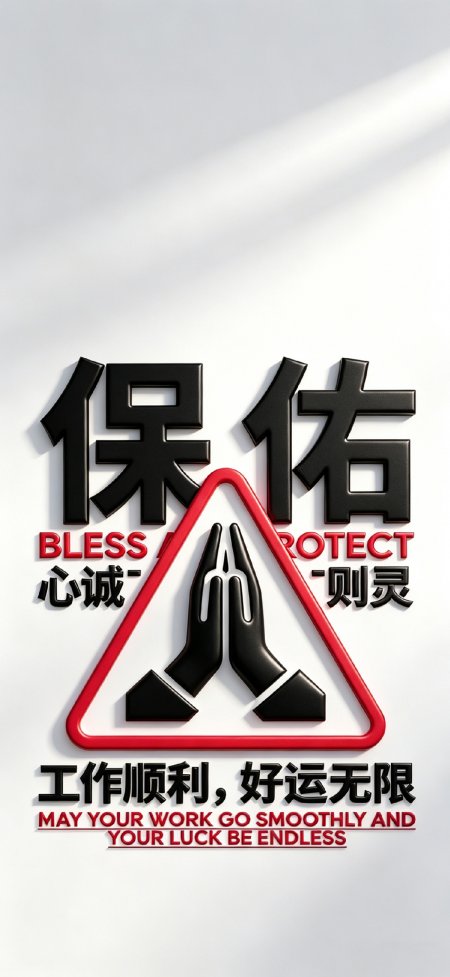 保佑字样三角形手势工作顺利创意手机壁纸